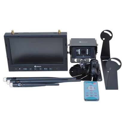 Billede af Trådløst kamerasæt - Ermax serie
7" dual-view monitor med mulighed for at tilkoble 2 kamera. Leveres med 1 kamera
7" LCD splitskærm 6-32V (dimension: 182x122x26 mm)
Skærmopløsning: Farve 800x3(RGB)x480
Forburg: max. 6 watt
TV system: PAL/NTSC