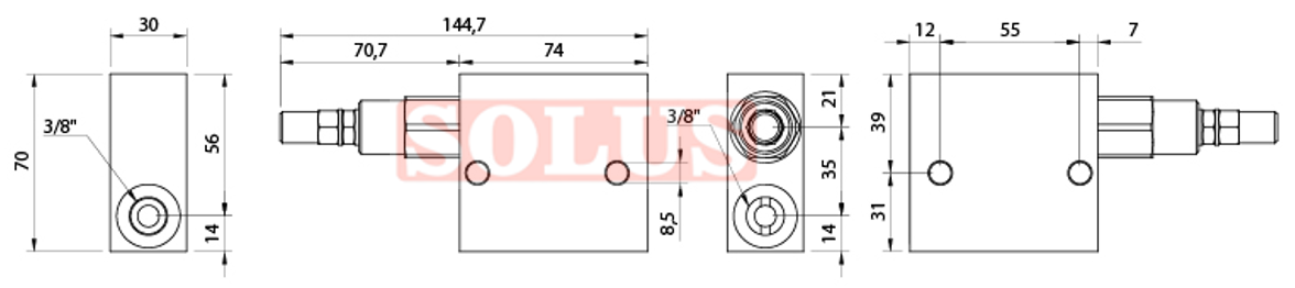 3/8" Sekvensventil / trykfølgeventil 35l/min - Billede 2