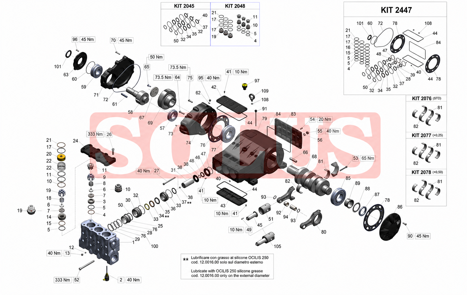 Pratissoli MK2S55 komplet pakningssæt KIT 2447