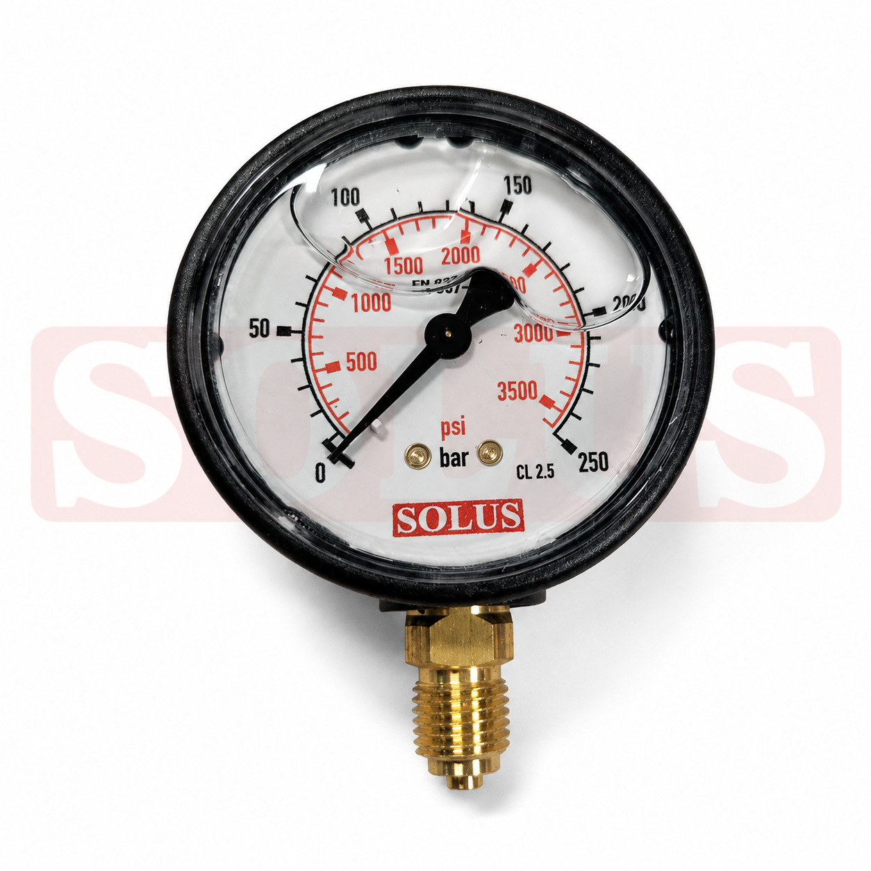 Pressure gauge 0-250Bar bottom mounted stud 1/4 ø63mm