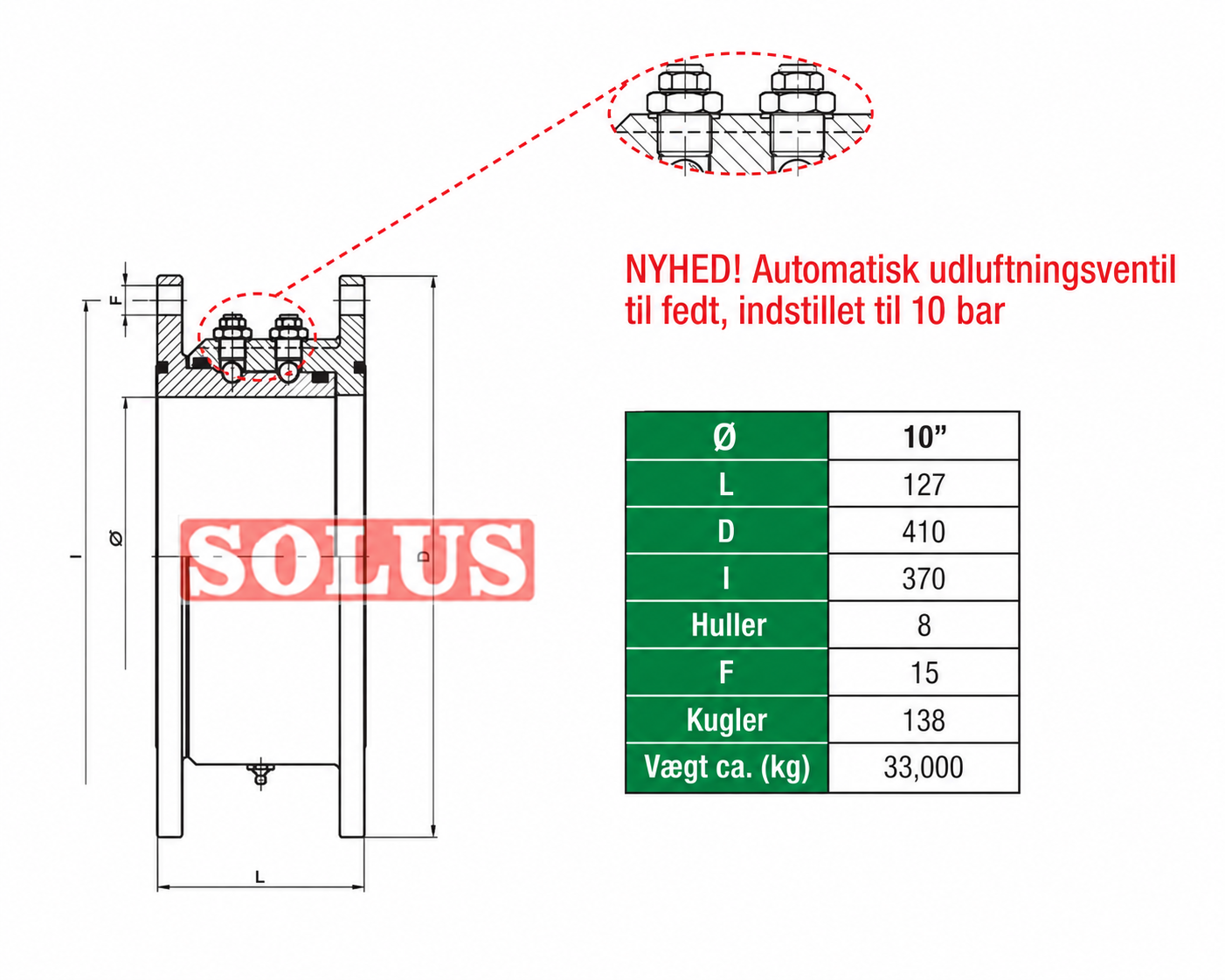 Dreje svirvel 10" med automatisk fedt dræn - Billede 2