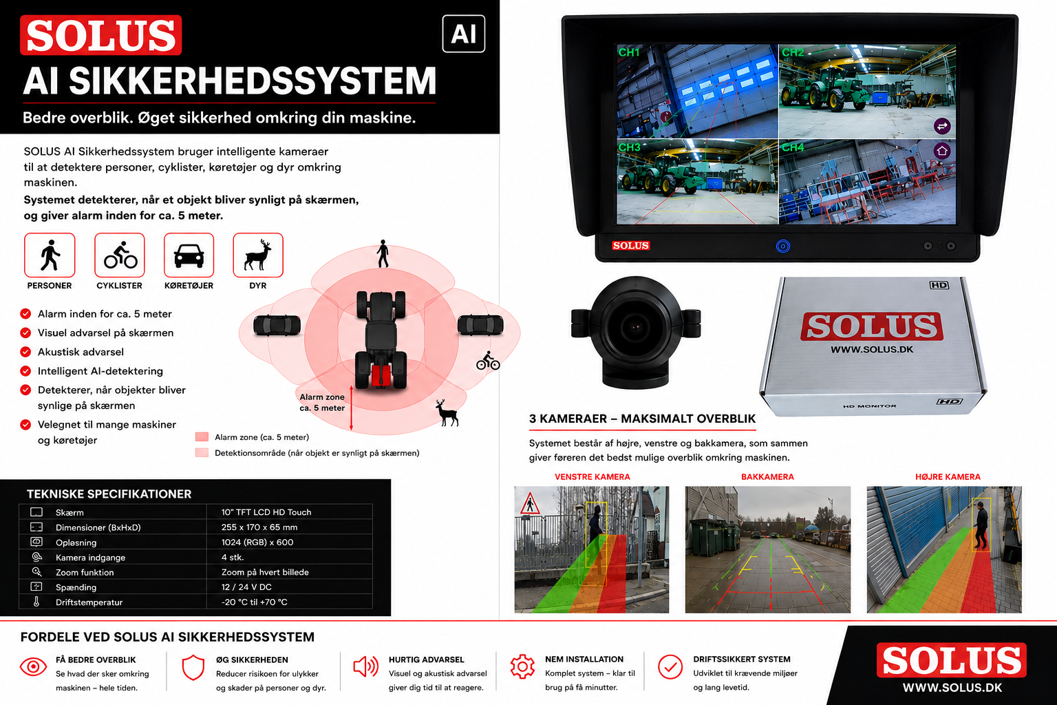 SOLUS AI sikkerheds kamerasystem komplet kit 10" touch - Billede 2